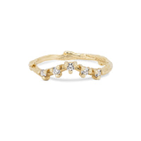 Thumbnail of Front view of the Crown of Sky Diamond Ring in 14k solid gold, featuring five scattered diamonds on a twig band.